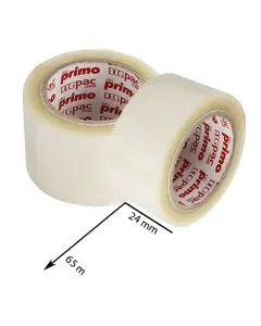 Transparent, 40microns, Round, Self adhesive, Tapes, 24mm x 65m, Pack of 144